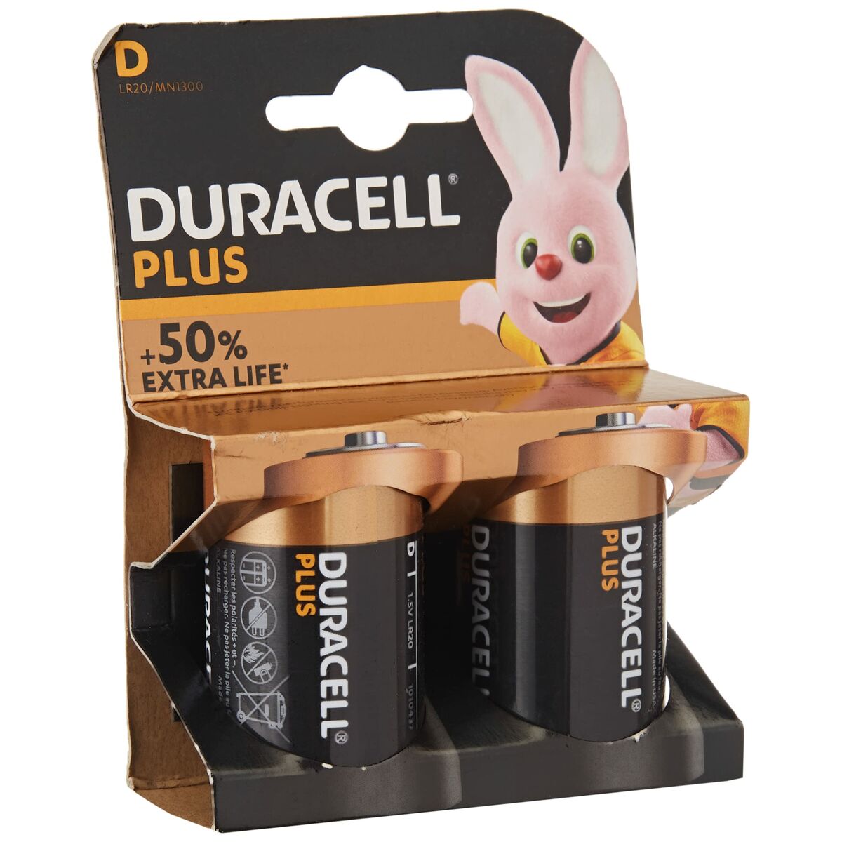 Alkaliska Batterier LR20 DURACELL Plus Power D 1,5 V